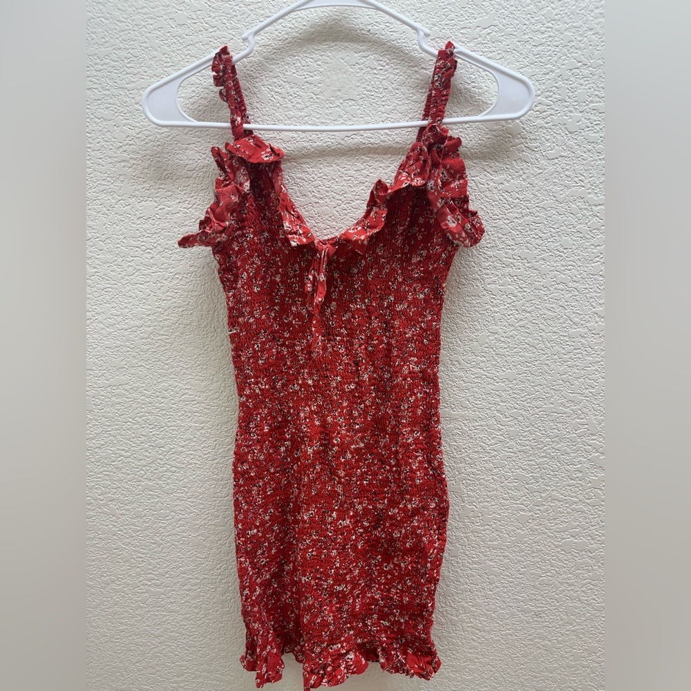 Ruffle mini red floral dress. Perfect for summer